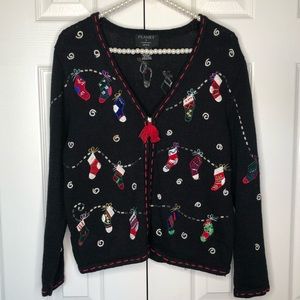 Vintage Ugly Christmas Sweater Tassle Cardigan